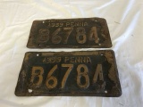 Set of Vintage Pennsylvania 1939 License Plates