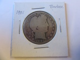 1901 .90 Silver Barber Half Dollar