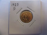 1925-D Gold Indian Head 2.5 Dollar Coin