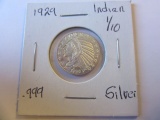 1929 .999 Silver 1/10oz Indian Head Bullion