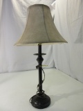 Black Metal Based Lamp With Circular Cloth Shade
