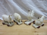 Lot of 4 Madison County Animal On Wheels Figurines