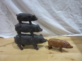 Lot of 2 Resin Pig Figurines