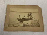 Antique 1877  Photo of Travelers in a Rowboat