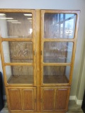 Vintage Oak 2 Shelf China Cabinet w/ Double Doors