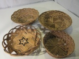 Lot of 4 Various Sized Wicker Baskets