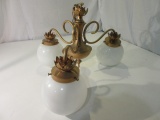 3 Light Metal Chandelier With Extra Glass Globe