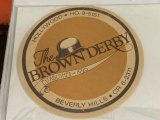 ANTIQUE DRINK COASTER - THE BROWN DERBY HOLLYWOOD