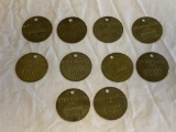 Lot of 10 Vintage BROWN & ROOT Brass Tool Tags
