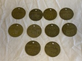 Lot of 10 Vintage BROWN & ROOT Brass Tool Tags