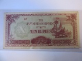 Japanese Government Occupation Ten Rupees WWII Era