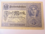 1917 German 5 mark Banknote