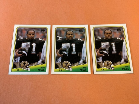 (3) SAM MILLS Saints 1988 Topps Football ROOKIES