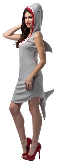 SHARK HOODIE DRESS Women's Costume Size 4-10 NEW