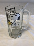 Vintage 1965 Peanuts Snoopy Woodstock Glass Mug
