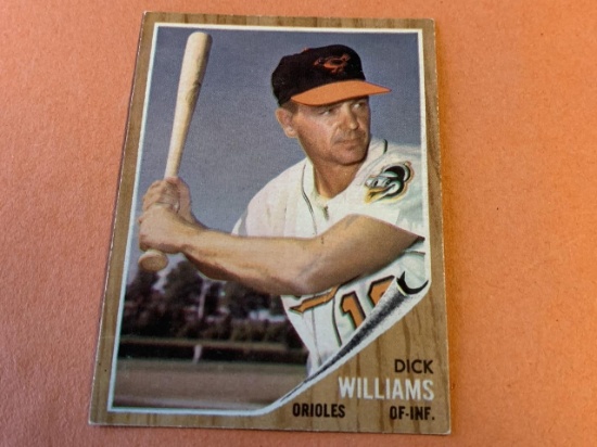 DICK WILLIAMS Orioles 1962 Topps Baseball Card