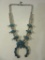 Turquoise and Silver Squash Blossom Necklace