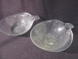 Set of 2 Arcoroc Fish Shape Large Glass Salad Bowl