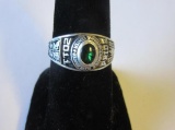 .925 Silver 5.8g Size 6 Green Stone School Ring