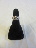 Size 5 Silver Ring w/ Red and Blue Stones