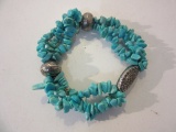 Turquoise Bracelet With 3 Metal Beads