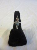 Size 6 Silver Ring w/ Red and Blue Stone