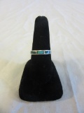 Size 7.5 Silver Ring w/ Green Stones