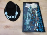 Lot of Blue Green Color Costume Necklaces