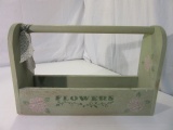 Green Painted Wood Flowers Box