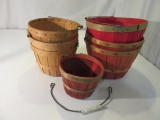 Lot of 7 Wood Buckets In Various Sizes
