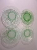 Lot of 4 Green Glass Plates