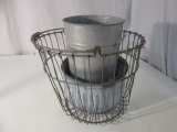 Lot of 3 Outdoor Pails and Pailholder