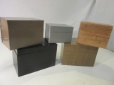 Lot of 5 File Boxes, Including: 1 Wood Box