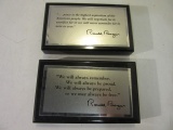 2 Ronald Reagan Quote Engraved Metal Plaques