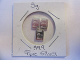 Lot of 3 1g .999 Silver Bullion Pieces