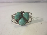 Sterling Silver Bracelet w/ 3 Turquoise Stones