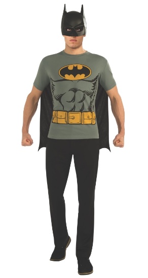 BATMAN Men's T-Shirt & Mask Costume Size Medium