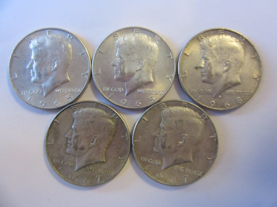 Lot of 5 .40 Silver Kennedy Half Dollars