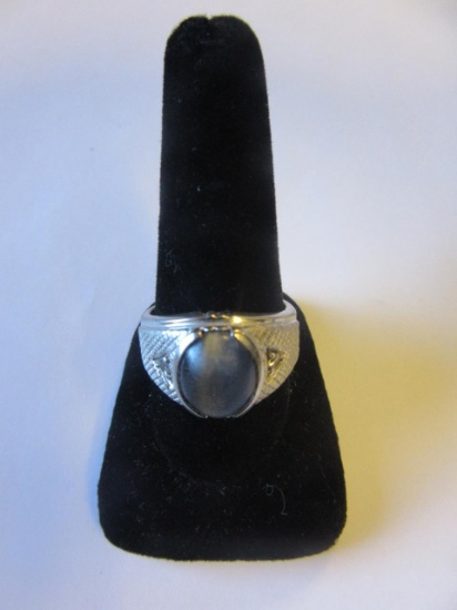 18K GERSC 8g Size 11 Black Stone Ring