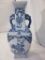 Square Shaped Blue & White Vase With Handles