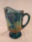 Blue Carnival Glass Pitcher