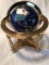 Blue Lapis Inlaid Faux Gemstone Globe Brass Stand