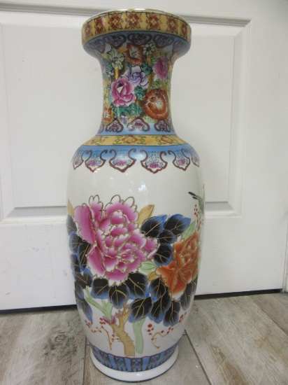 Large Ceramic Vase With Floral Design