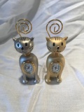 Set of Silver and Gold-Tone Xanadu Cat Clocks