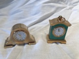 Lot of 2 Miniature Gold-Tone Mantle Clocks