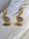 Lot of 2 Gold-Tone Xanadu Treble Cleff Clocks