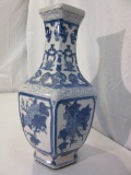 Hexagonal Blue & White Vase