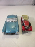 1928 Lincoln & 1957 Chevy Corvette Model Cars