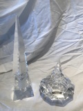 Lot of 2 Aztec Style Crystal Perfume Bottles