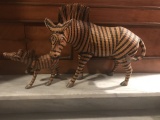 Mama and baby woven zebra figurines